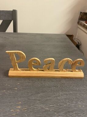 Wooden "Peace" Tabletop Sign - Natural Wood